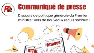 🔴COMMUNIQUE DE PRESSE : Discours de politique générale du Premier ministre, vers de nouveaux reculs sociaux !