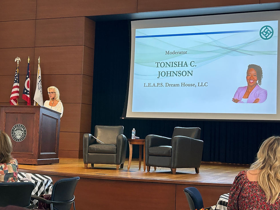 Left: Tiffany Heights, NAWBO VP of Public Policy and owner of Heights Insurance Agency opening the Forum and introducing Moderator Tonisha Johnson, Founder of L.E.A.P.S. Dream House, LLC
