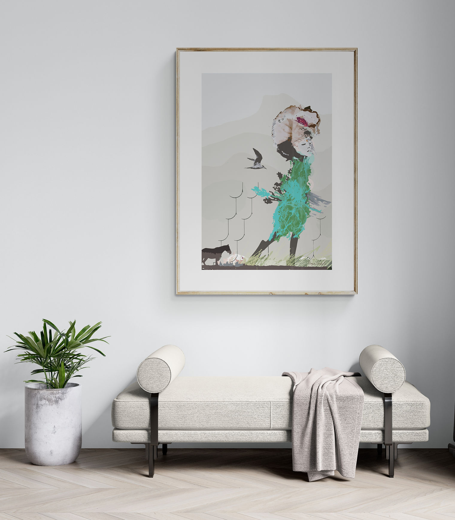 Up (Fine art digital collage, framed)