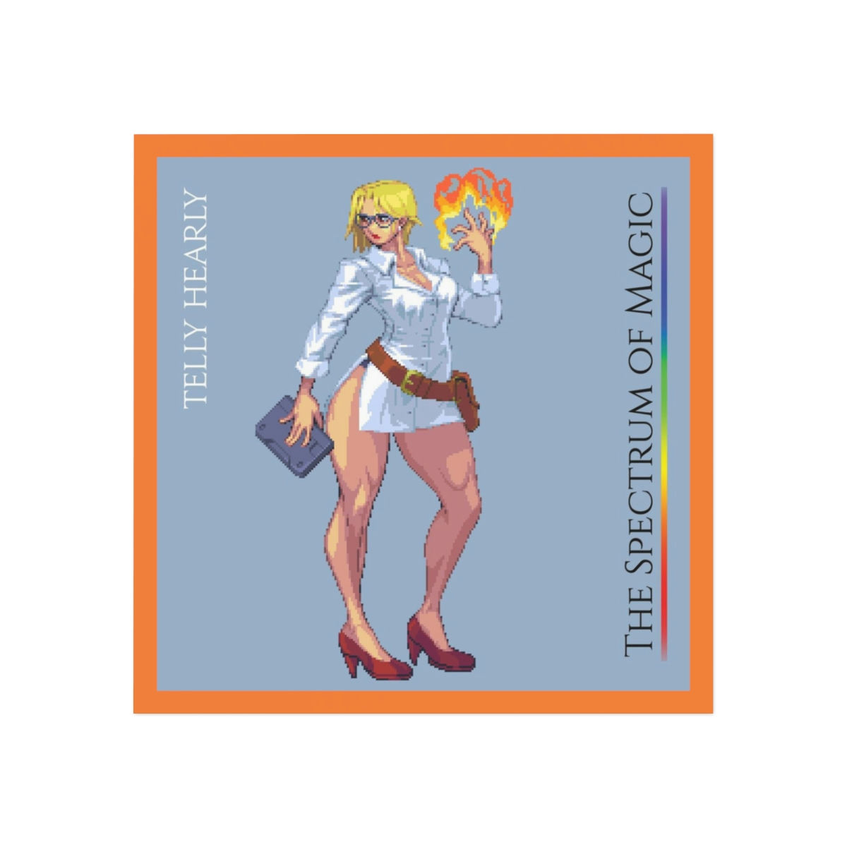 The Spectrum of Magic - 'Telly Hearly' Square Magnet (Light Orange)