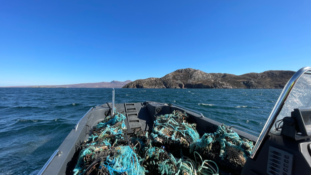 Boat carrying marine litter