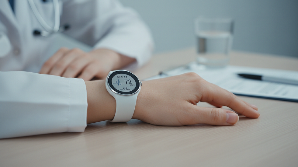 Close-up view of a wearable health tracker on a wrist