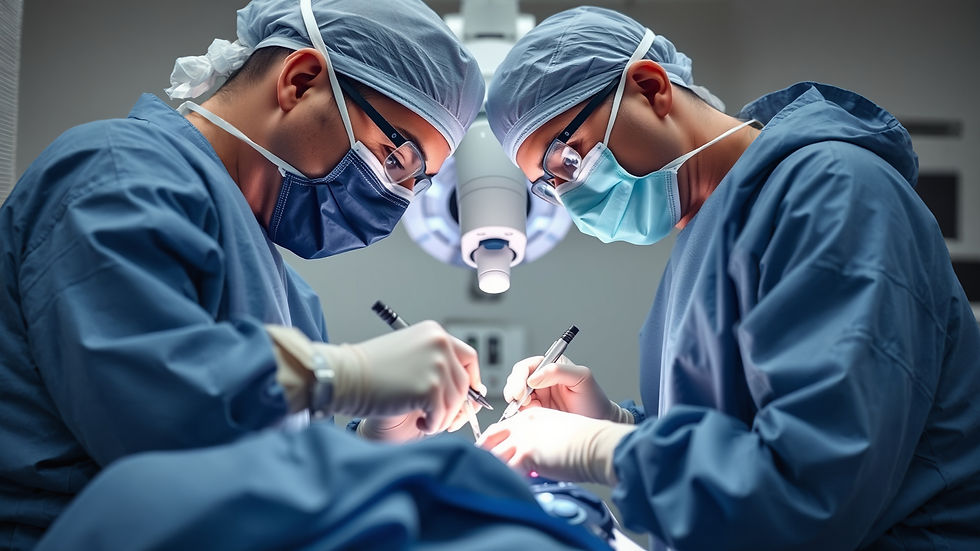 Close-up view of a surgeon performing minimally invasive orthopedic surgery