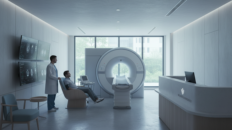 Eye-level view of a modern medical clinic with advanced diagnostic equipment