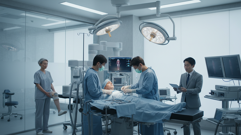 Eye-level view of a modern orthopedic surgery room with advanced medical equipment