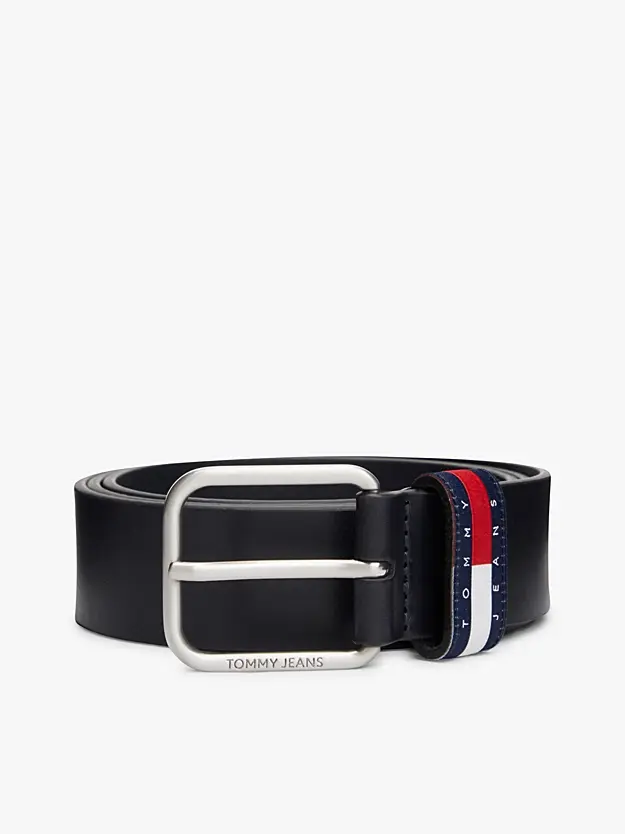 Miniatura: Tommy Hilfiger Cintura Ryan in pelle con logo e distintivo - Dark Blue