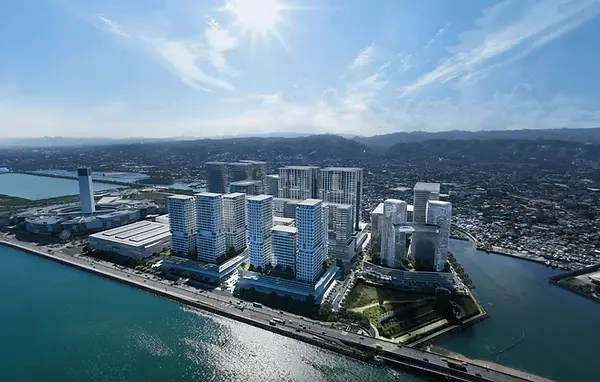 aerial view of south coast city
