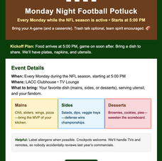 Every Monday during the NFL season.