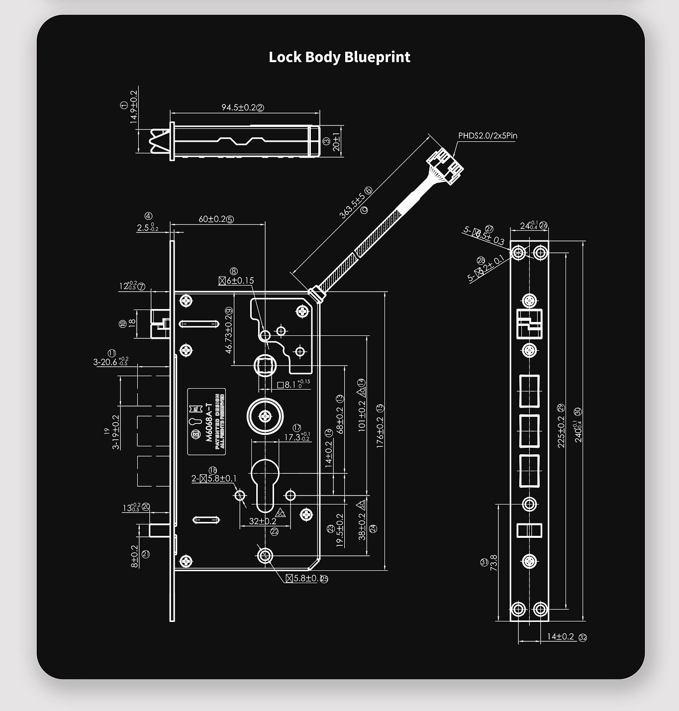 Aqara Smart Door Lock D100 Lock Body Blueprint