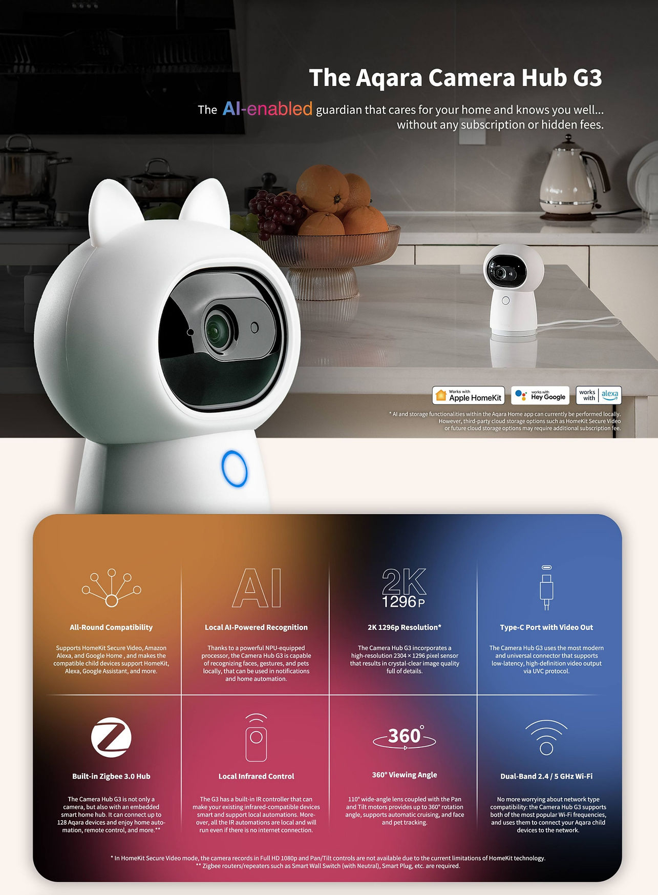 The Aqara Camera Hub G3 is an AI-enabled guardian that cares for your home and knows you well without any subscription or hid