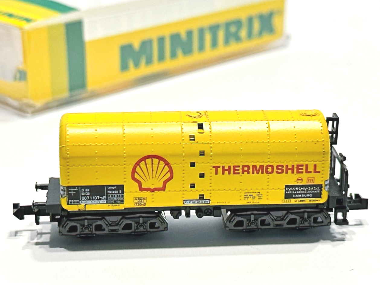 Minitrix 3287 -4ax tank wagen THERMOSHELL, excellent, boxed