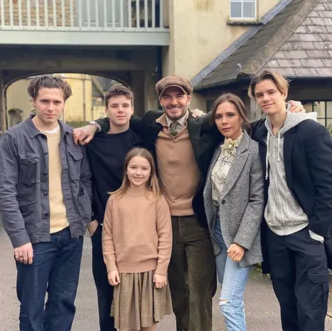David and Victoria Beckham with their family in the Cotswolds
