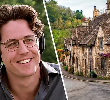 Hollywood star Hugh Grant pictured in the Cotswolds countryside.