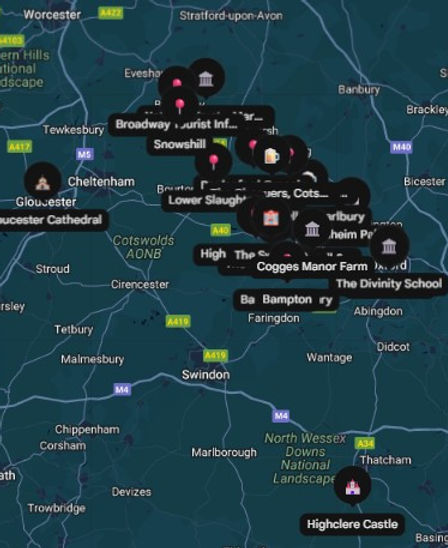 Map+Film+TV+Tour+The+Cotswolds+Day+Tours+Company+tour+stop