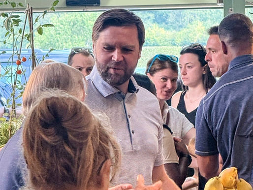 JD Vance at Daylesford near Diddly Squat on Clarkson Farm tour Cotswolds
