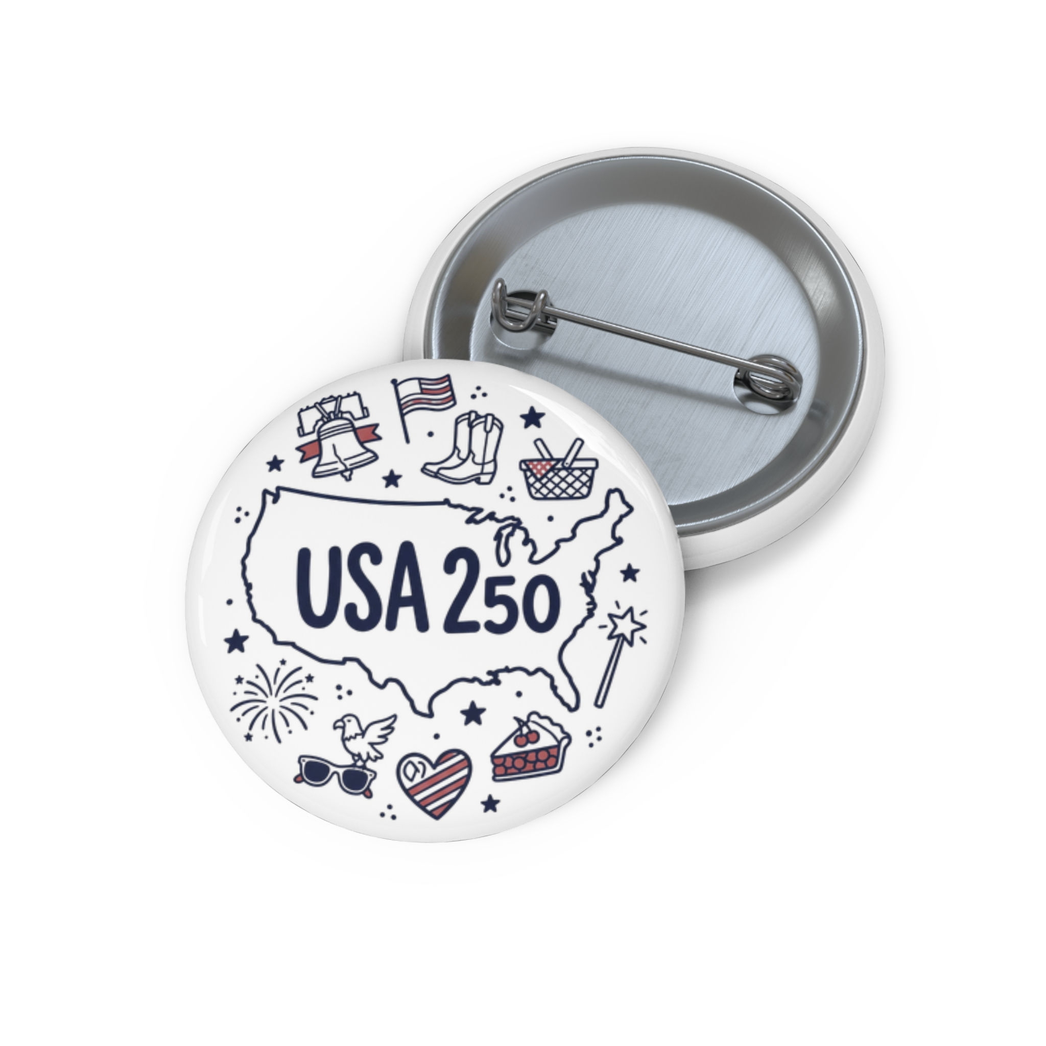 Button: USA 250 PATRIOTIC MAP Button