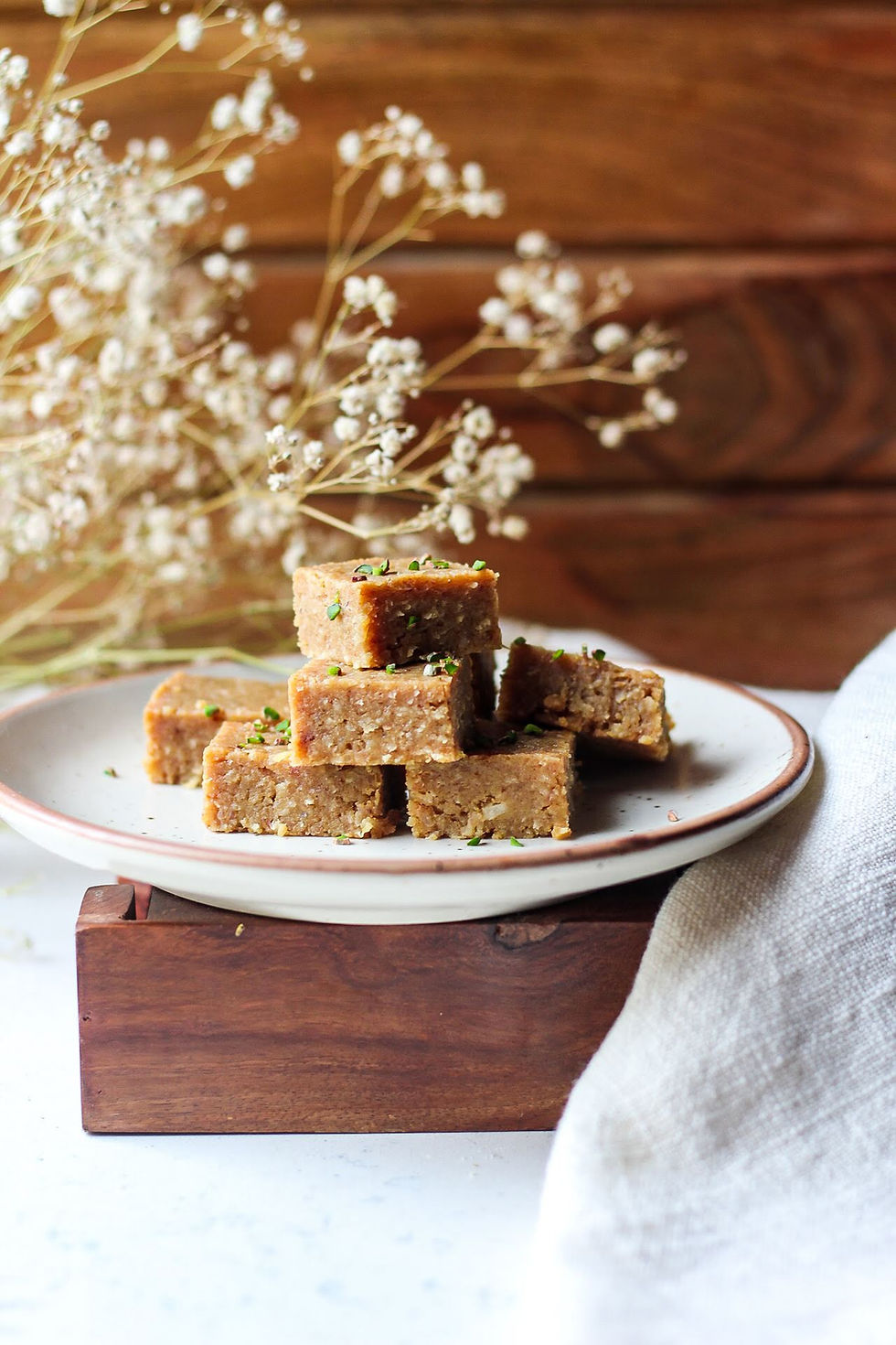 Coconut almond besan barfi