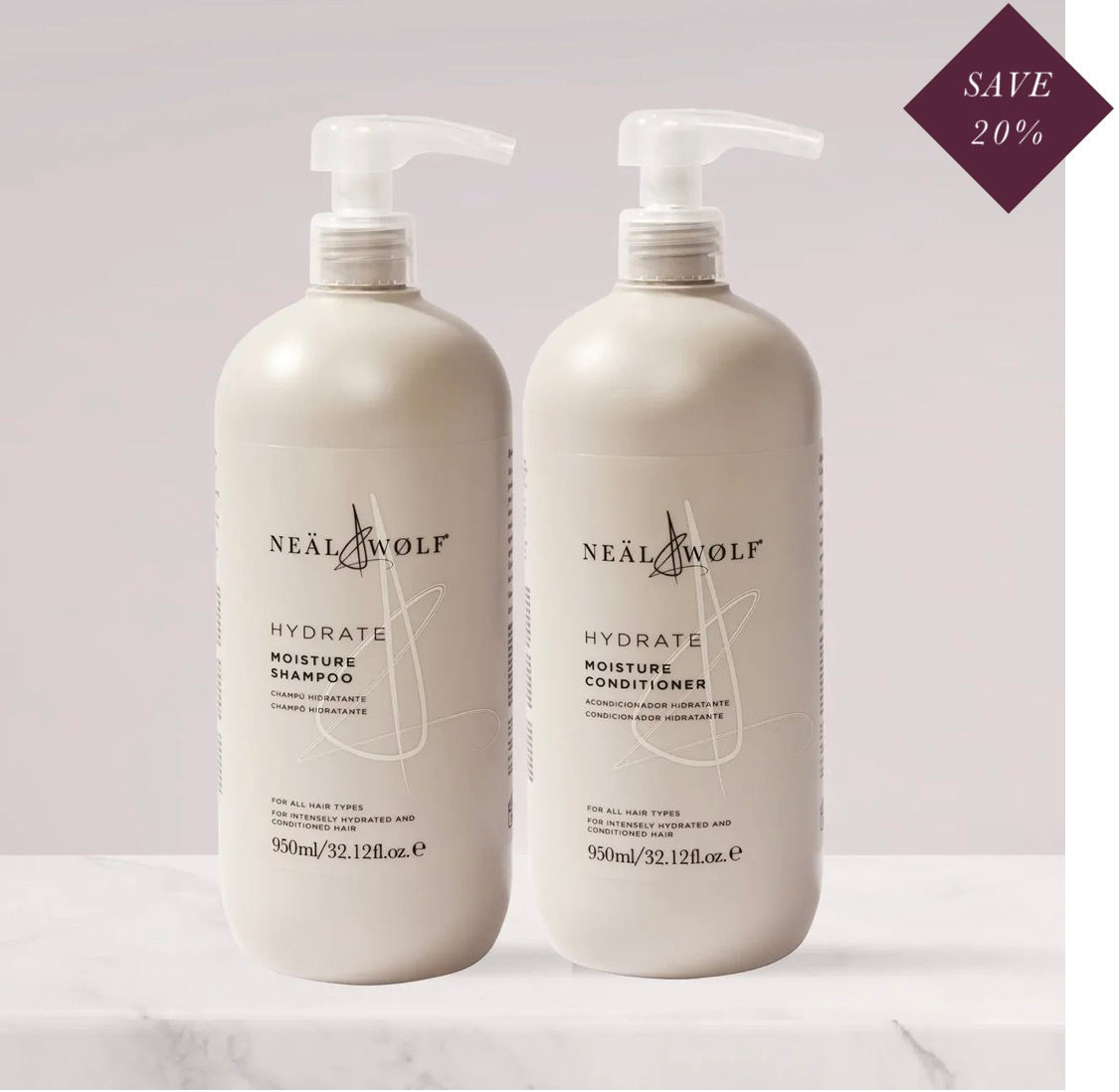 HYDRATE NOURISH & RESTORE SHAMPOO & CONDITIONER 950ML DUO