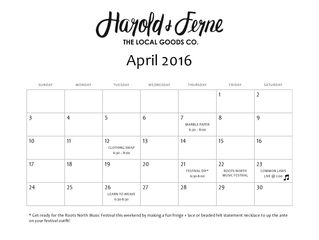April Schedule!