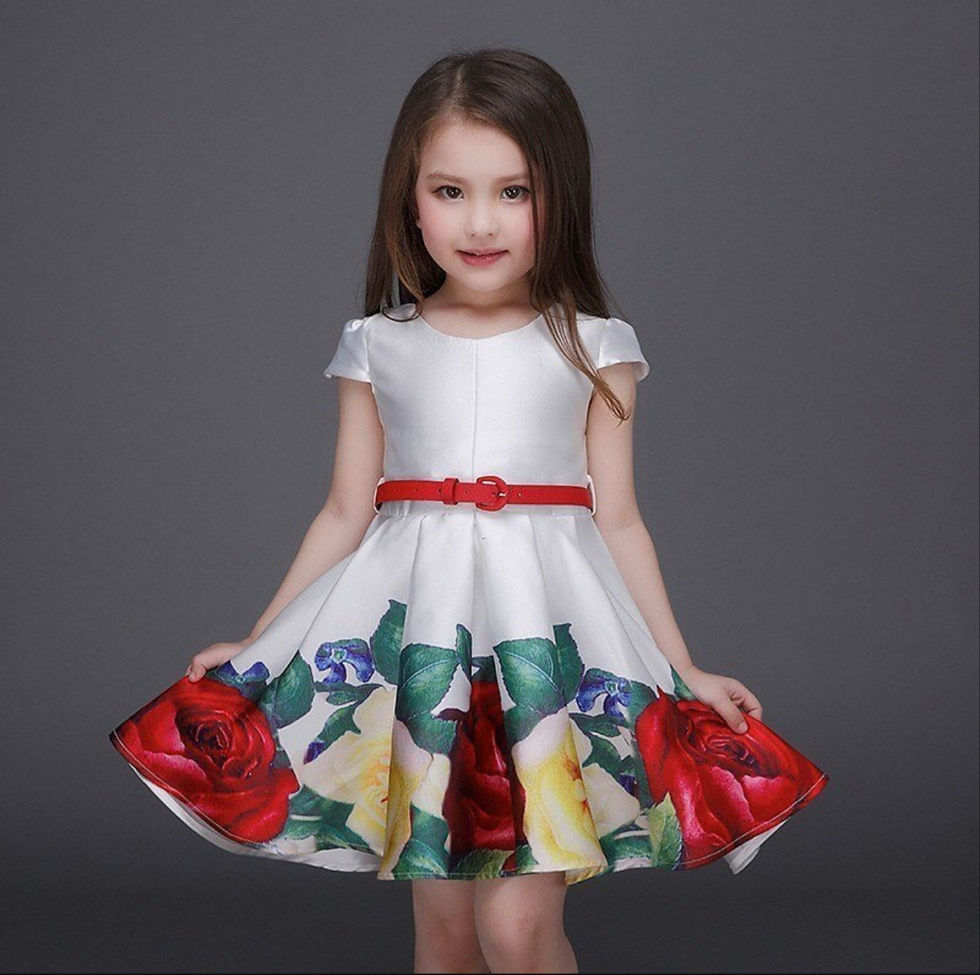 Thumbnail: Thumb Girl Rose Flower Pink Dress gown 