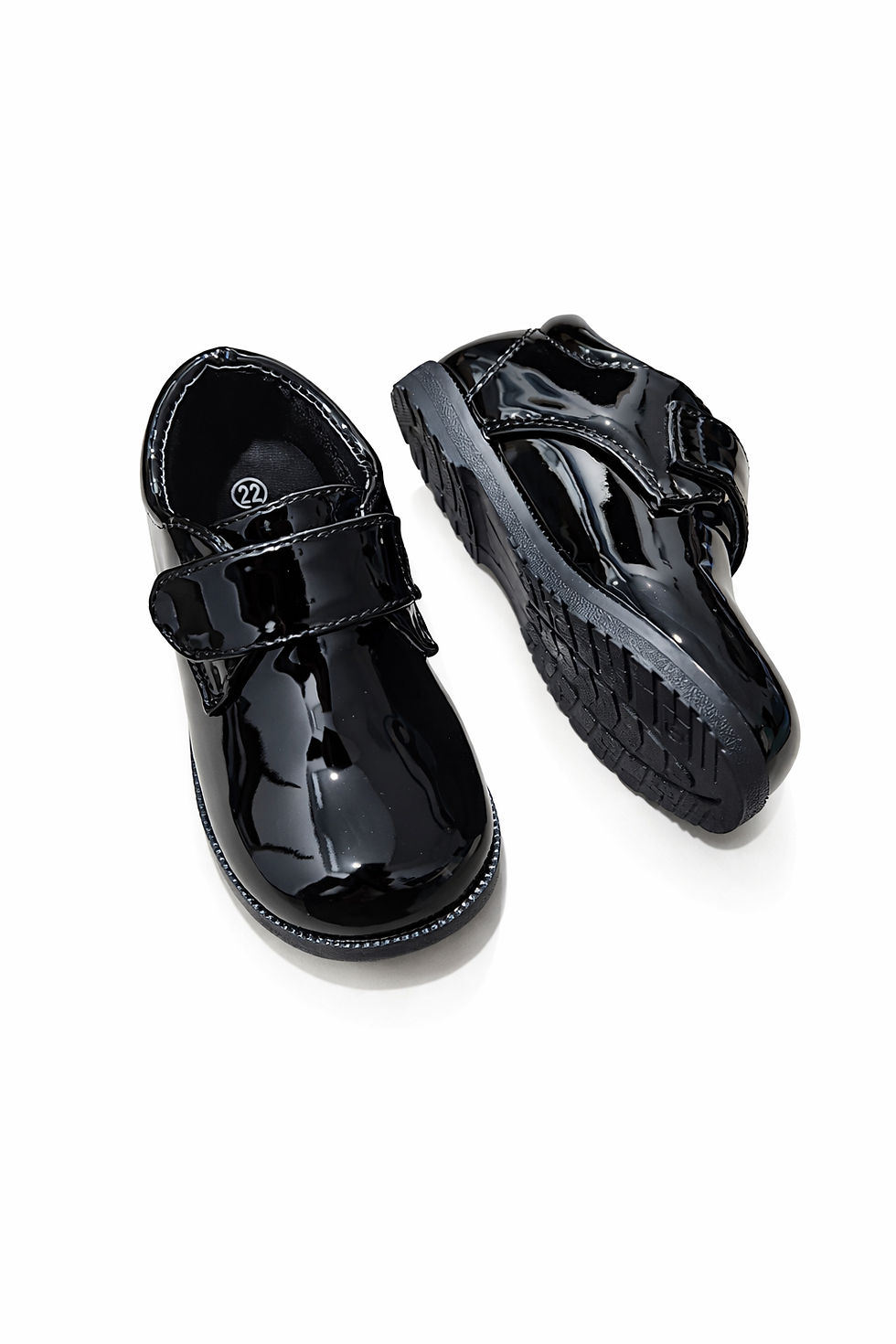 Thumbnail: Place toddler boys' black "wet-look" patent leather shoes