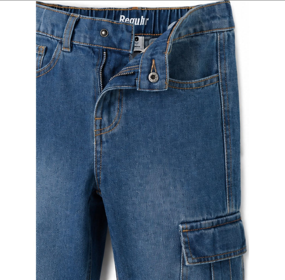 Thumbnail: Tape A L•OEIL Boys Denim Combat  Cargo Jeans Trousers 