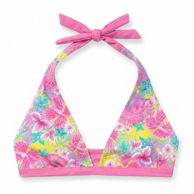 Thumbnail: Girls bright pink bow tied two-piece girl's swimsuit Set -Bikini  2pc