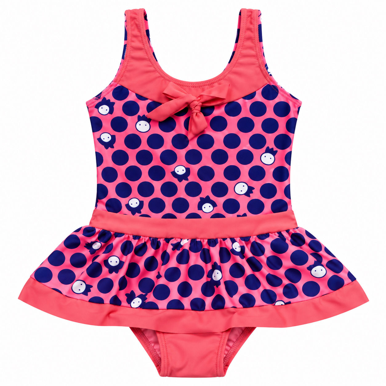 Noname pink and blue polka-dot toddler girl's one-piece swimsuit-LANSE FEIDIAN