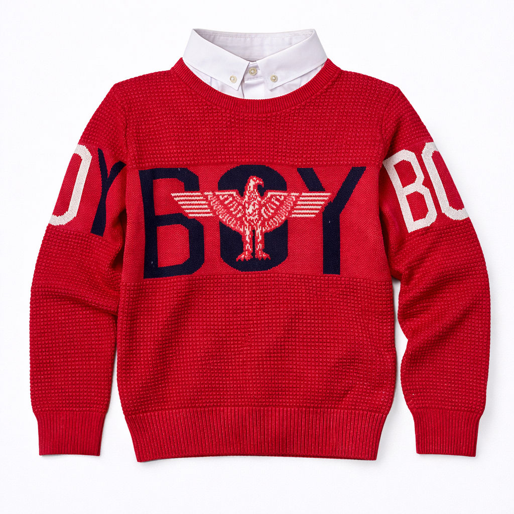 BOY text logo with a central eagle graphic Knitwear Shirt with a non detachable