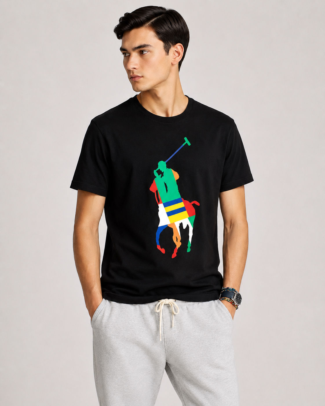 POLO RALPH LAUREN Slim Fit Pony Men T-shirt in Cotton Jersey/Teen- Black Color