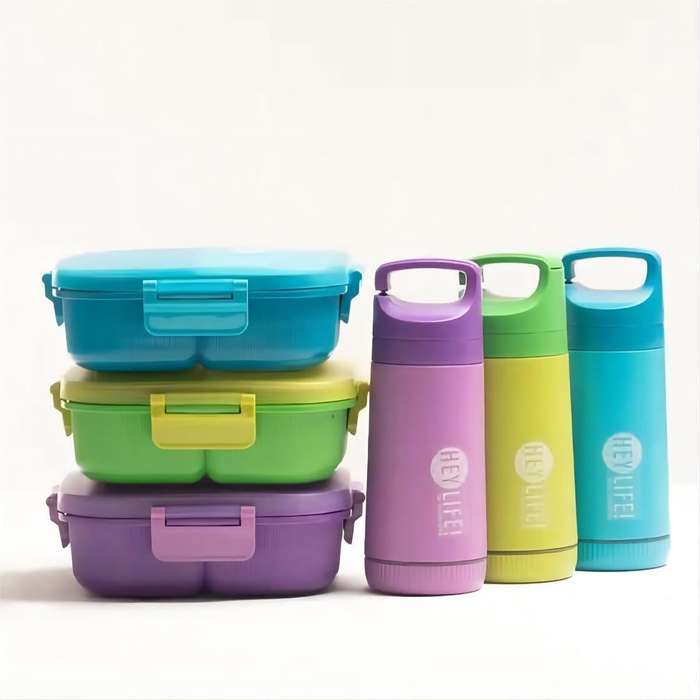 Thumbnail: Lunch Box Set + Bottle + Spoon with Compartments Leakproof Lunch Box.