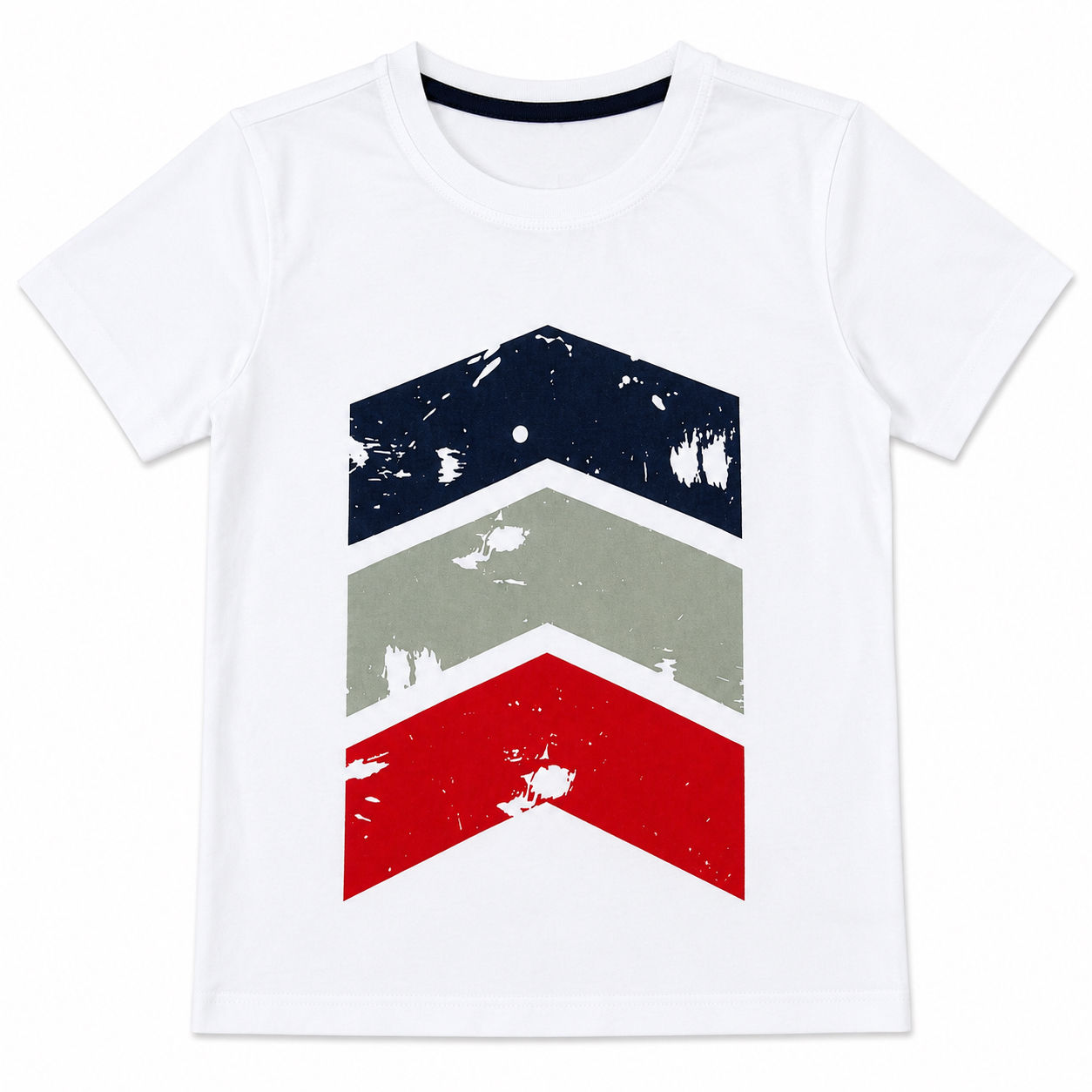 Boys three Color Strokes White T-Shirt : Tommy Life 