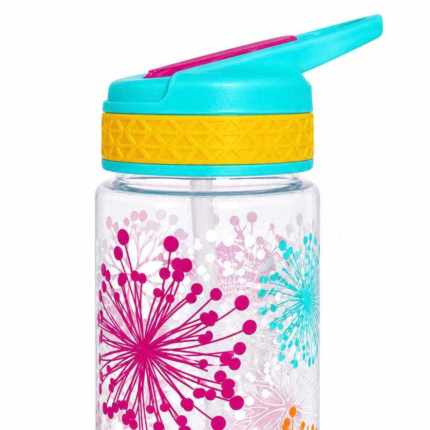 Thumbnail: Cool Gear Plastic Tritan Water Graphic Triangle Shape Printed Bottle with Straw 