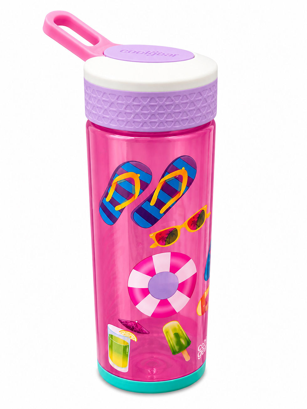 Thumbnail: Cool Gear Plastic Tritan Water Graphic Triangle Shape Printed Bottle with Straw 