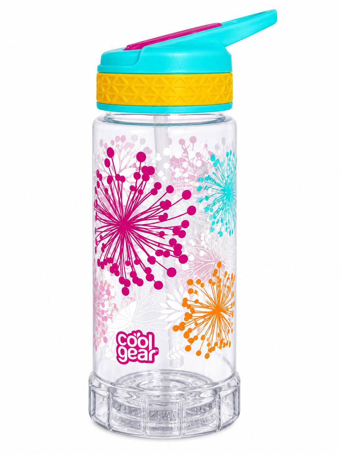 Cool Gear Plastic Tritan Water Graphic Triangle Shape Printed Bottle with Straw 