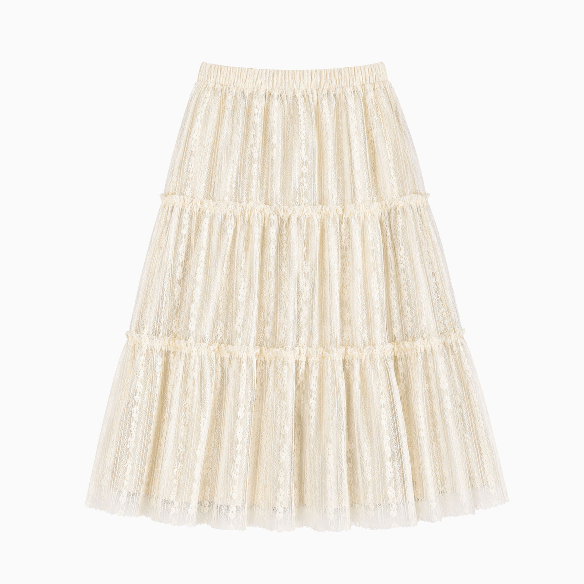 Kensie Girl Triquarter Cream Net Skirt with Lycra Lining 