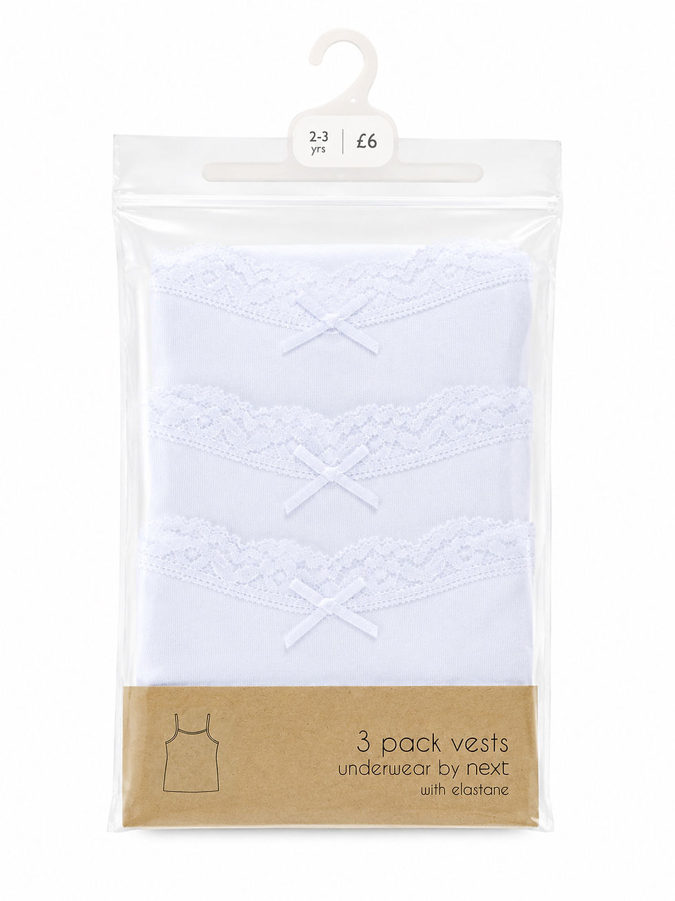 Thumbnail: Next 3 Pack  Spaghetti Sleeves Pack Girls 100% Pure Cotton Vests  Underwear  