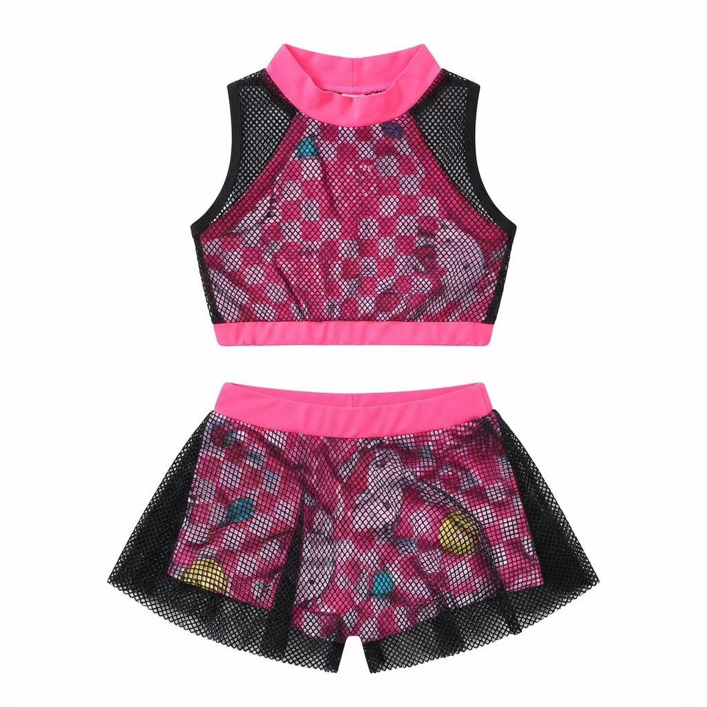 Hello Kitty Netty Outer two-piece girls'Party Swimsuit crop top and shorts set