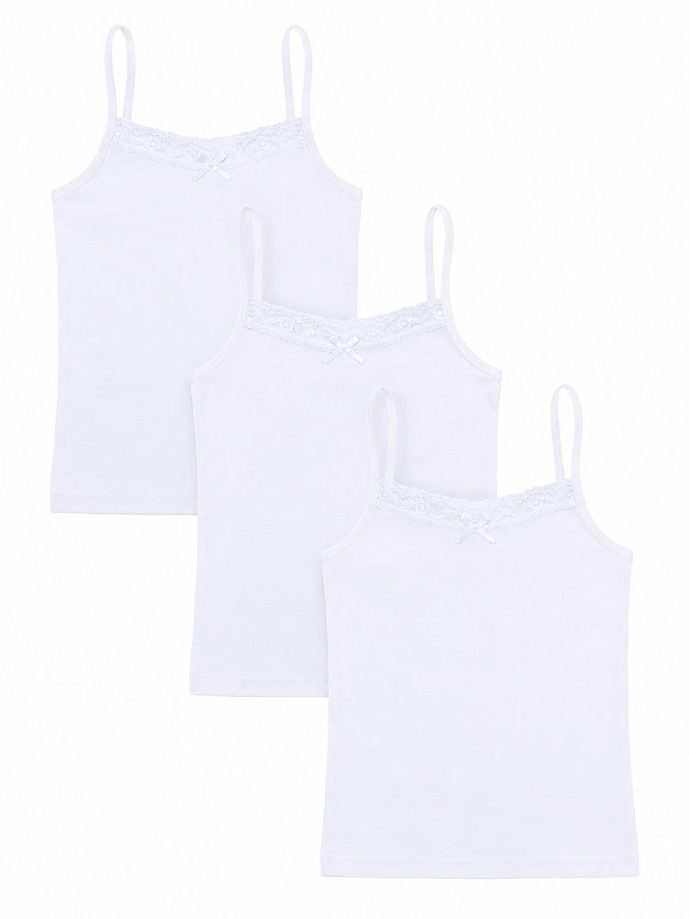 Thumbnail: Next 3 Pack  Spaghetti Sleeves Pack Girls 100% Pure Cotton Vests  Underwear  