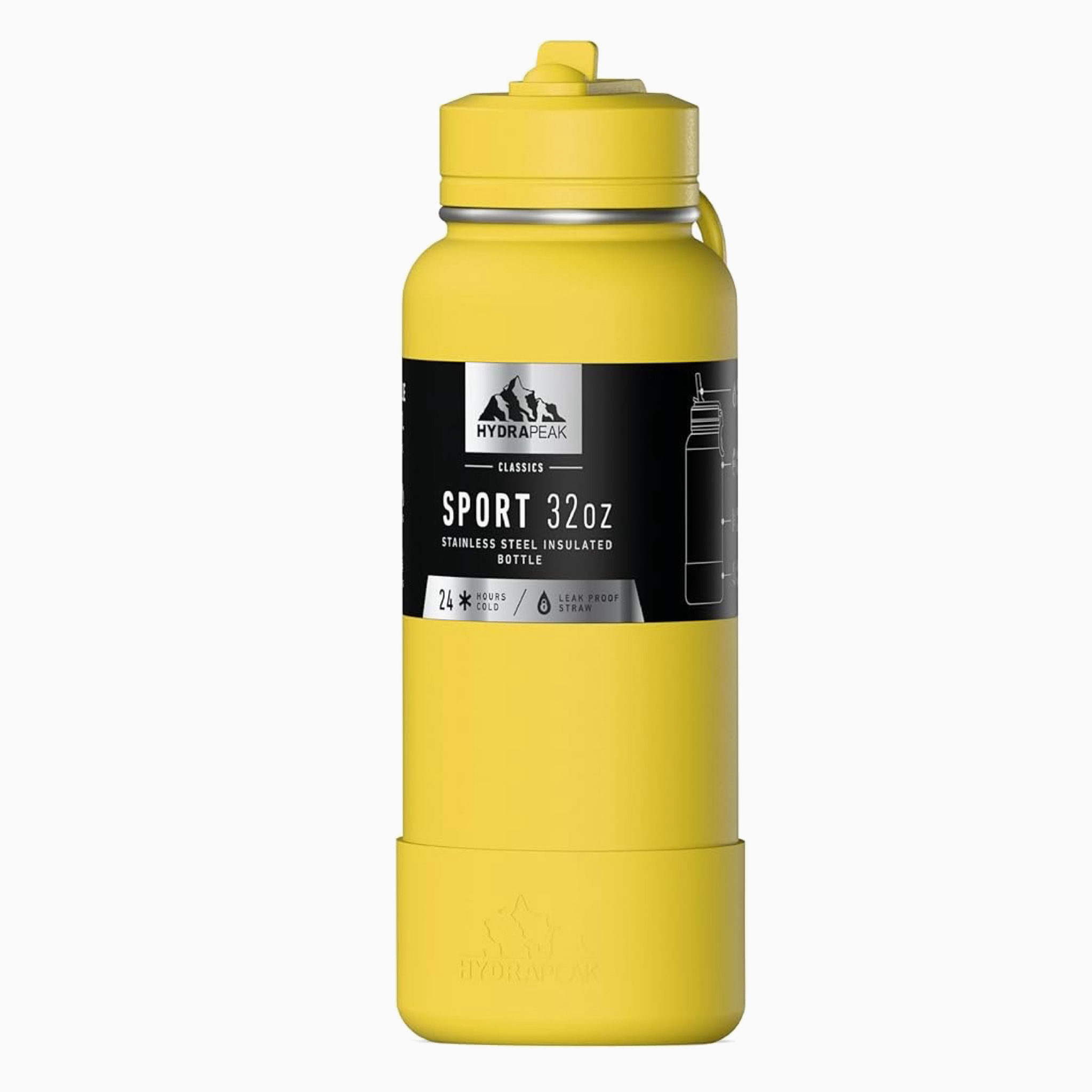 Hydrapeak 32oz/946ml Sport Insulated Water Bottle with Straw Lid-Lemon (NO RETUR
