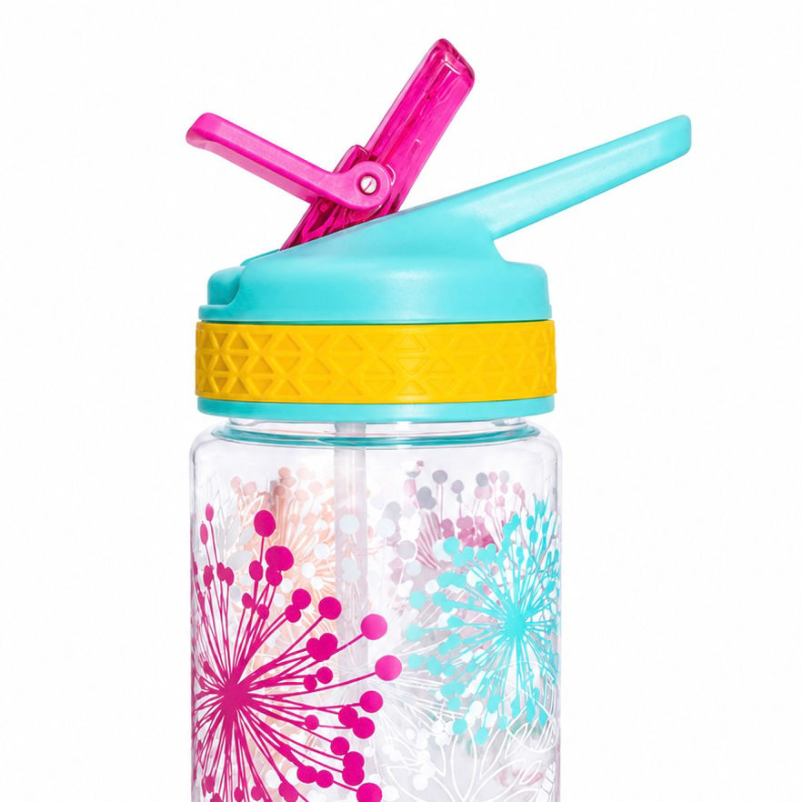 Thumbnail: Cool Gear Plastic Tritan Water Graphic Triangle Shape Printed Bottle with Straw 