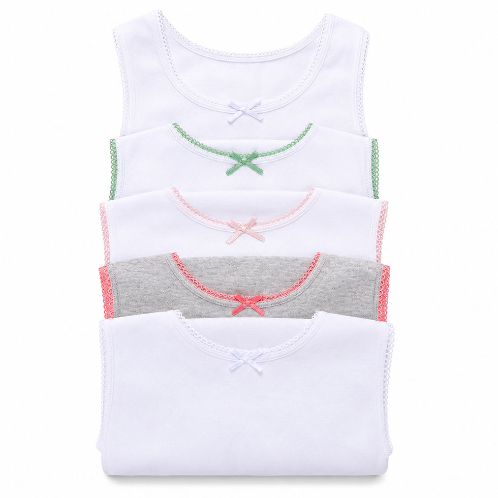 Thumbnail: Marks and Spencer 5in1 Kids Girls Sleeveless 100% Pure Cotton Vests 