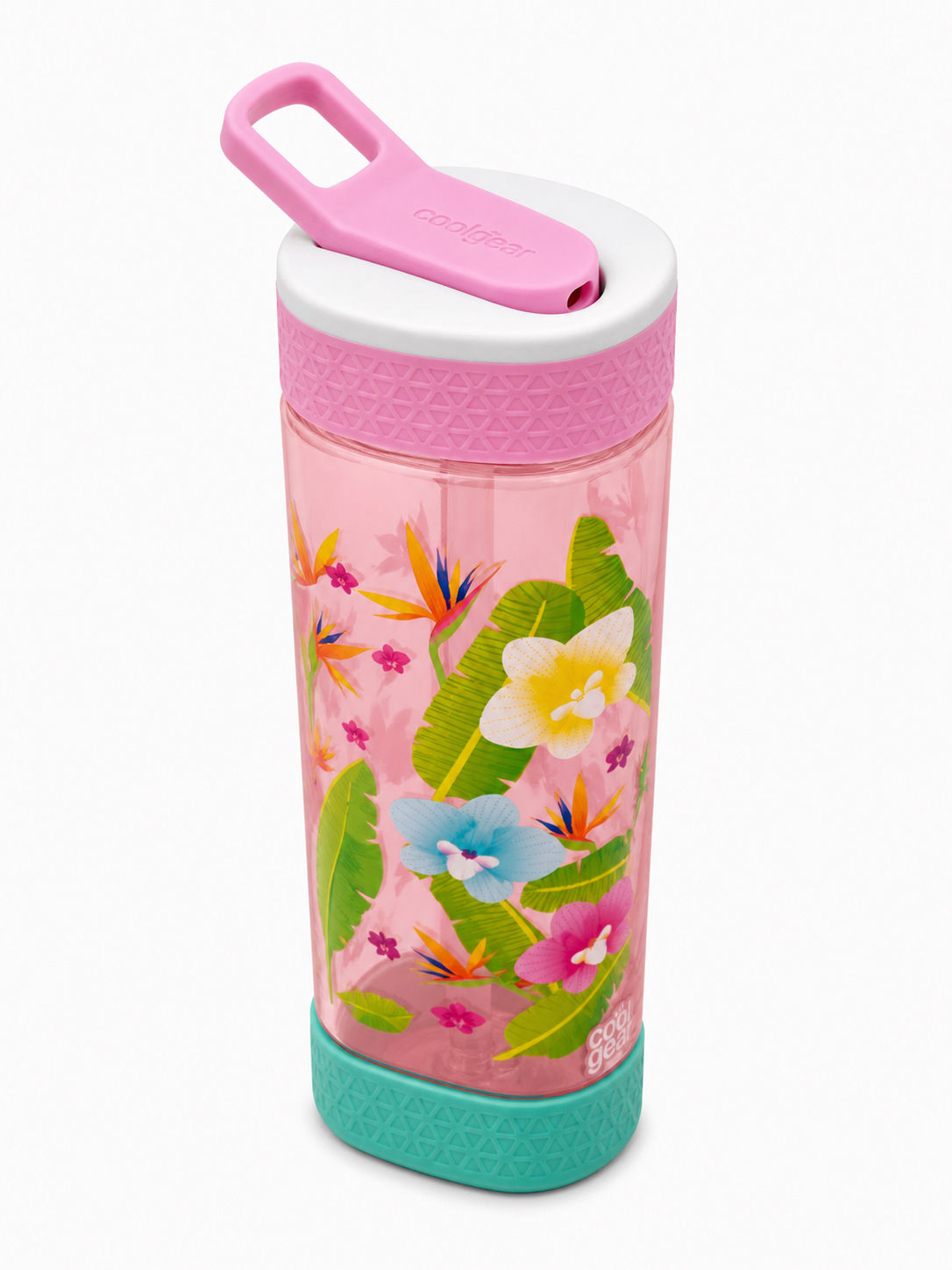 Cool Gear Plastic Tritan Water Graphic Triangle Shape Printed Bottle with Straw