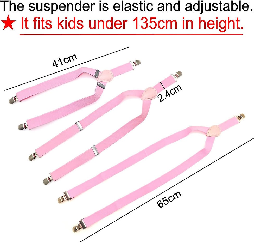 Thumbnail: Kids Bow Tie and Braces Set for Little Boys Clip-On Y-Shape Suspenders-Pink