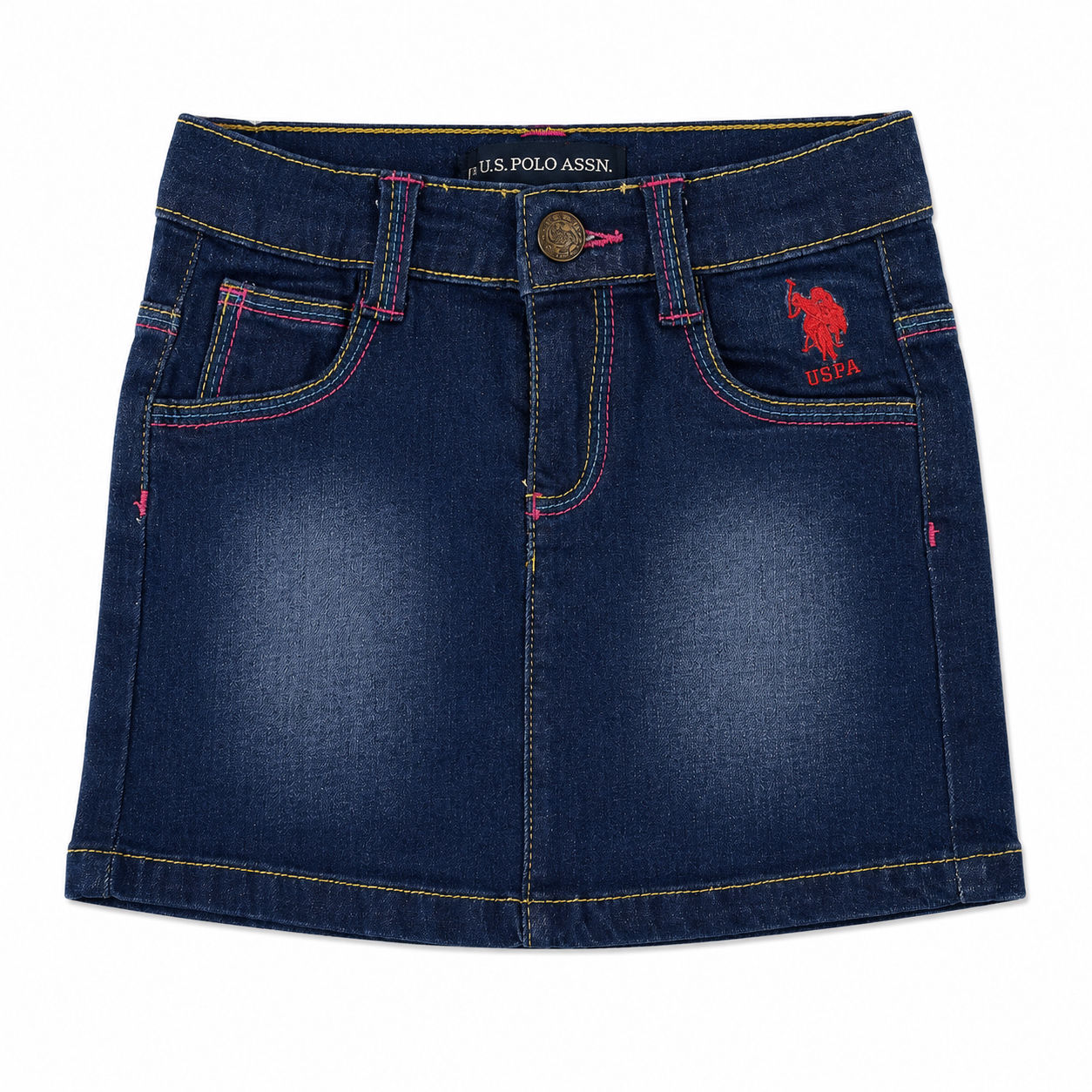 U.S. POLO ASSN. Girls Jeans Skirt With Adjustable Waist 