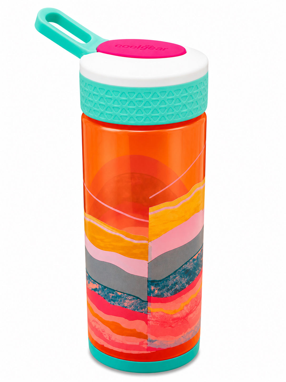 Cool Gear Plastic Tritan Water Graphic Triangle Shape Printed Bottle with Straw
