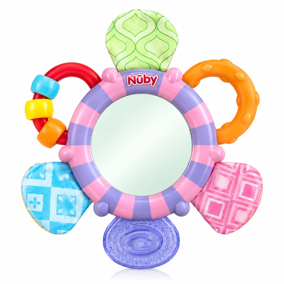 Thumbnail: Nuby Look-at-Me Mirror Teether Toy Colors May Vary CMV-Lilac 