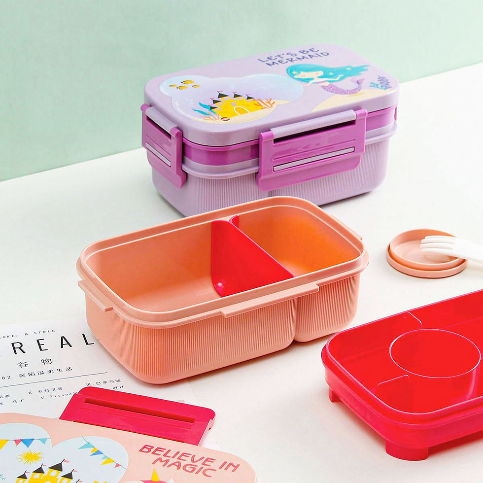 Thumbnail: Viassin 3 Compartment Lunch Box & Water Bottle Set-Lunch plate , Food flask 