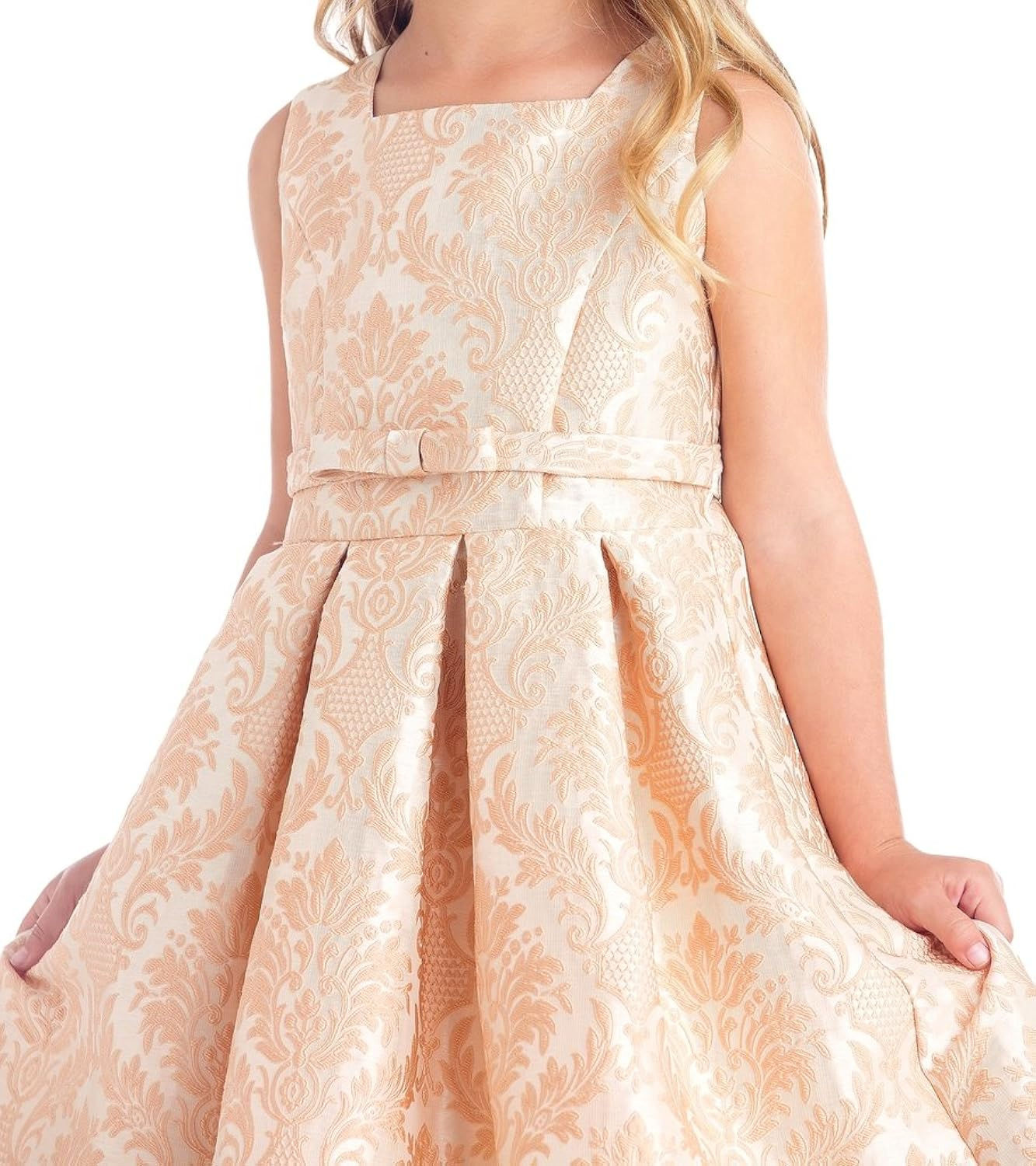 Vintage Baroque Pleated Jacquard Flower Girl Dress Gown -Sweet kids