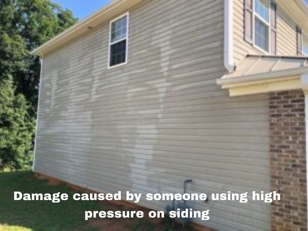 Damage from high pressure washing